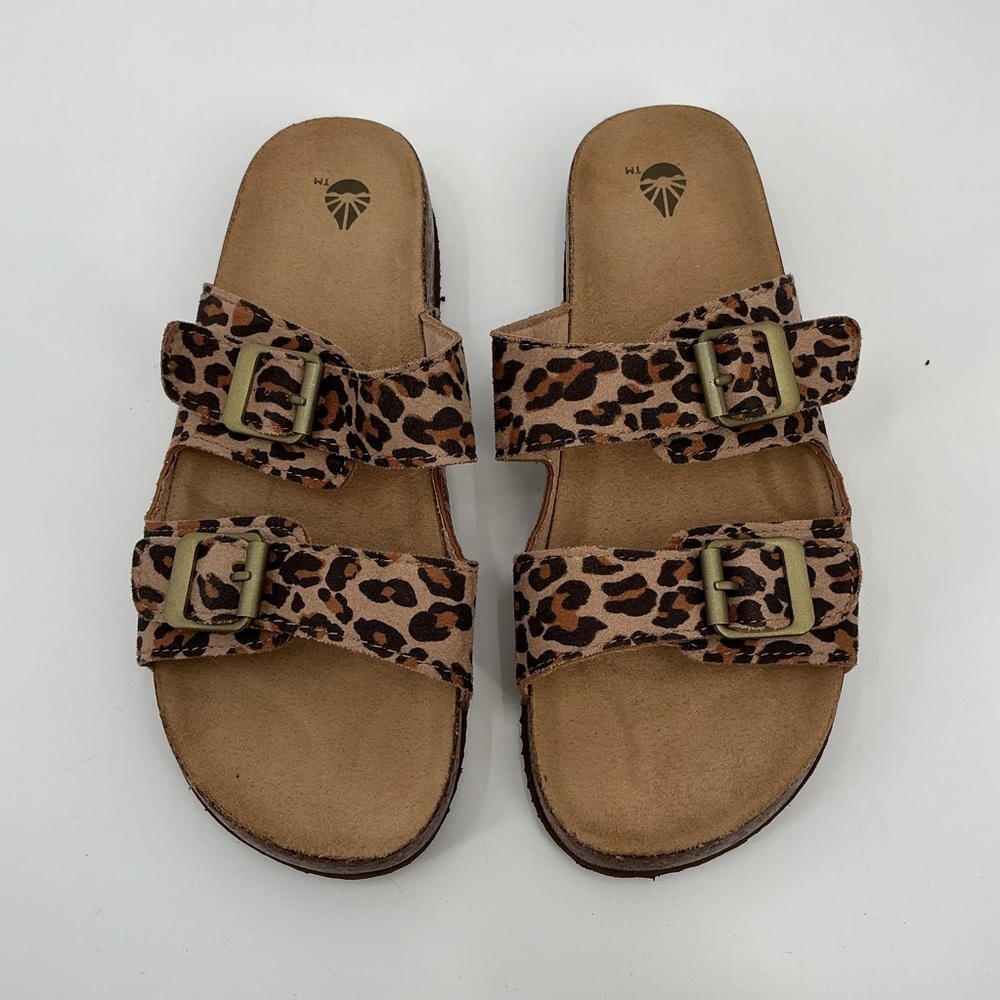 Leopard Print Double Buckle Slide Academy Sandals - Women's